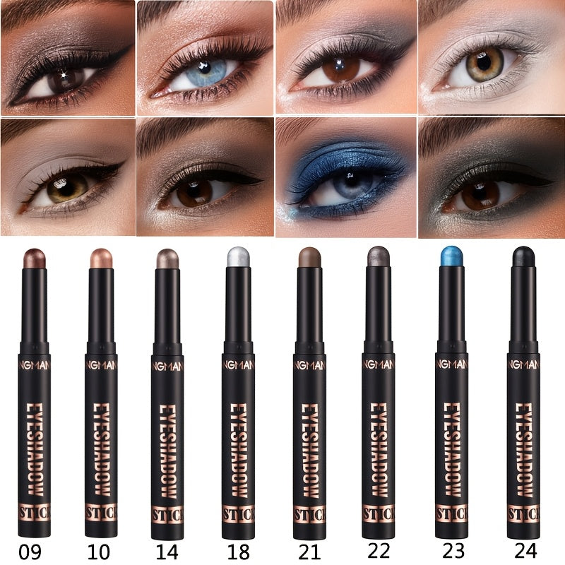 TEMU A Set Of 8 Sticks With Pearl Eyeshadow, Natural, Long-, Waterproof Cream Eyeshadow Sticks, Matte Eye Makeup For Eyes
