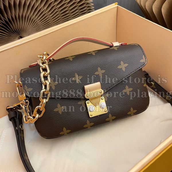 12A Upgrade Mirror Quality Designer Small Metis East West Bags 21.5cm Hobo Womens Chain Messenger Pochette Purse Bag Luxurys Canvas Handbags