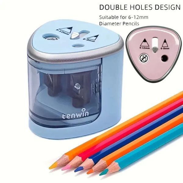 1 convenient electric double hole pencil sharpener for quick and easy sharpening of 612mm pencils 241209