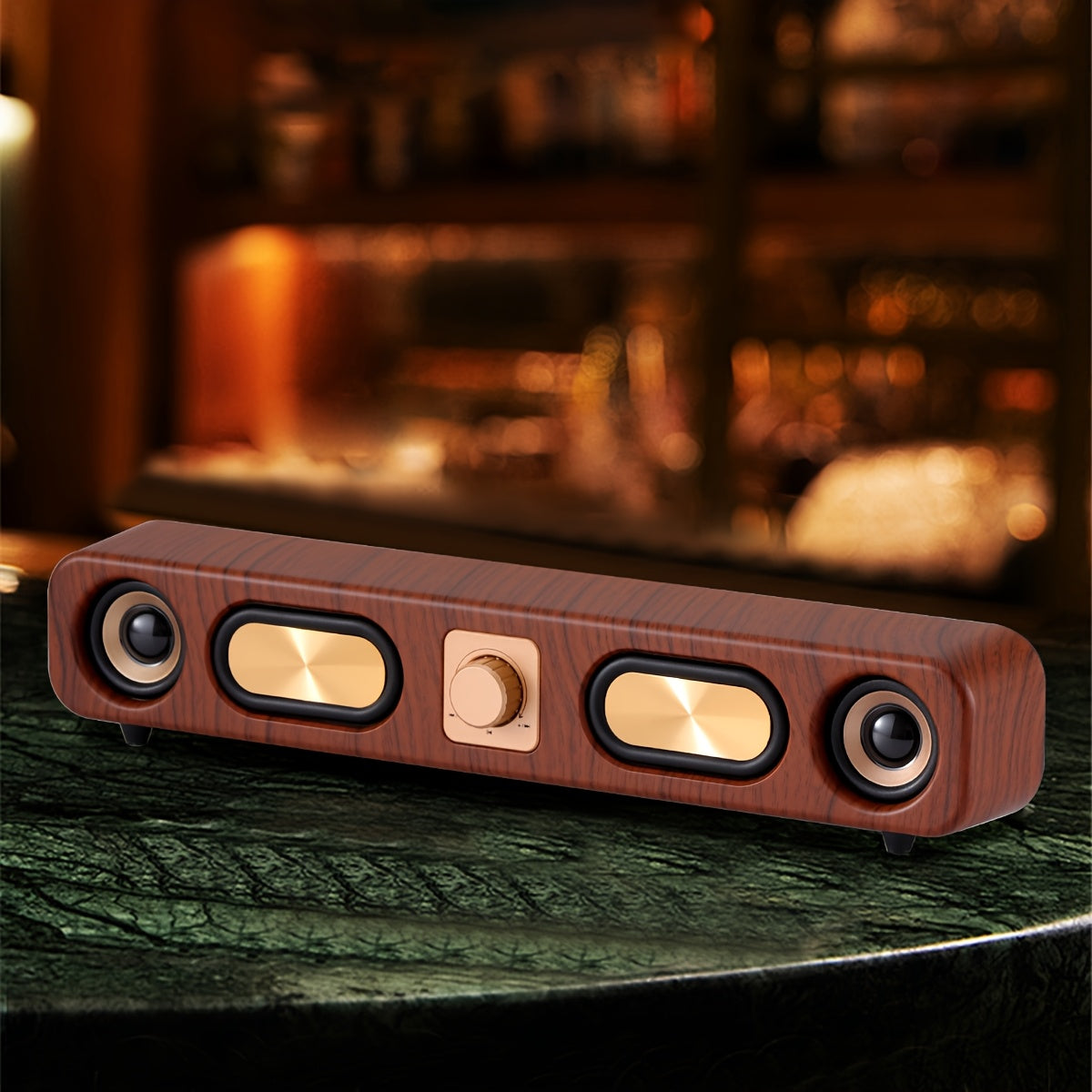 TEMU Retro Bluetooth Speakers With Dual 2in Woofersm, Wireless Sound Bar Speaker For Desktop, Pc, Laptop, Tablet & Smartphone, Hands , Desktop