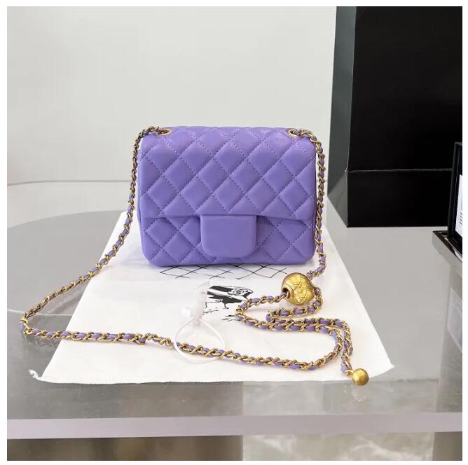 17CM Mini Crush Ball Flap Bag Square Candy Nine Colors Classic Quilted Plaid Chain Shoulder Strap Gold Metal Hardware Crossbody Designer Luxury Ladi