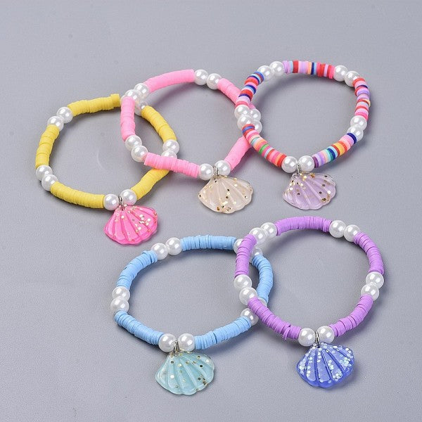 Handmade Polymer Clay Heishi Beads Kids Stretch Bracelets