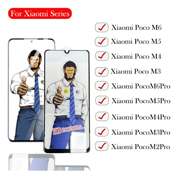 3Pack Screen Protector Tempered Glass For Xiaomi Poco M6 M4 M3 M5 Pro 5g Poco M4 Pro 4g Full Cover Protective Glass Film Retail box