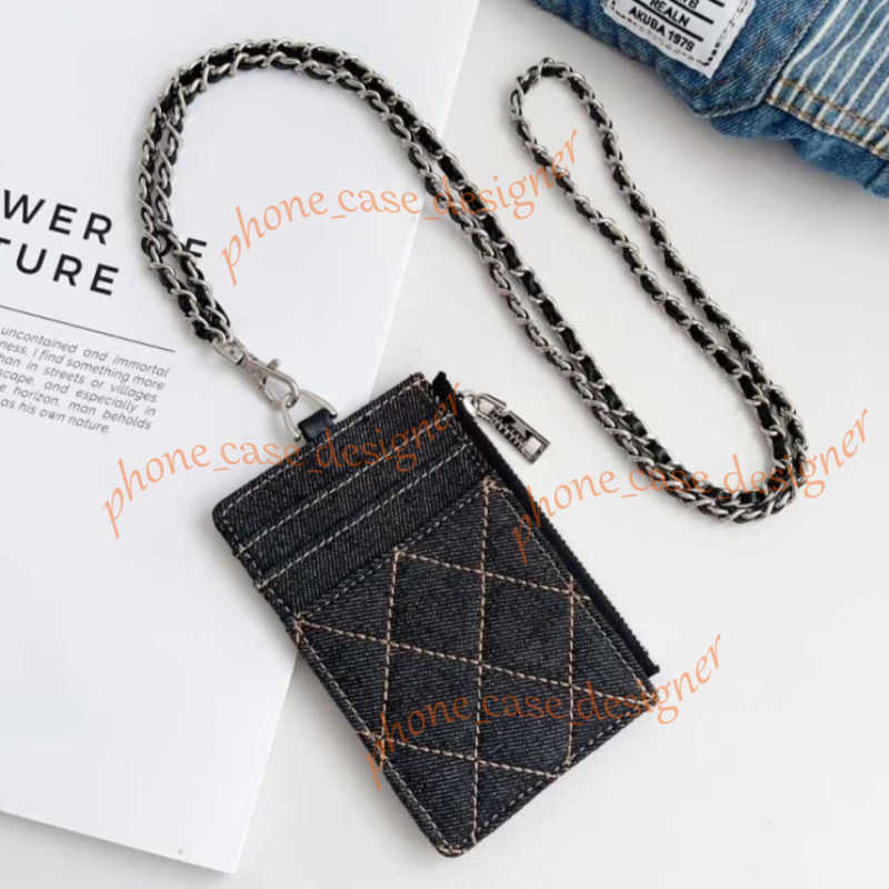 Designer cardholder Top Fashion Double-layer Denim Card Holder Simple and Portable Coin and Card Storage Zipper Bag Cell Phone Pouches with lanyard