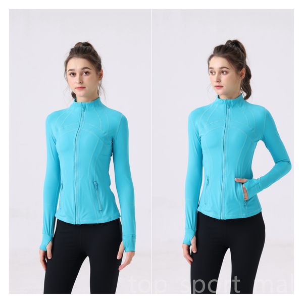 Jaqueta de zíper longa e stand-up jackets de mangas compridas Yoga Sportswear Casa de areia macia solta zíper de elasicidade rápida e seca d