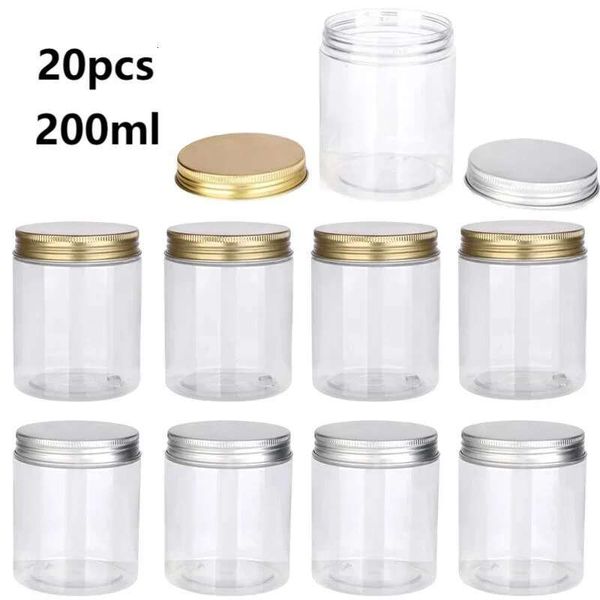 20Pcs 200Ml Empty Plastic Jars PET Clear Cosmetic Face Cream Container Nut Candy Grain Storage Jar Home Kitchen Supplies