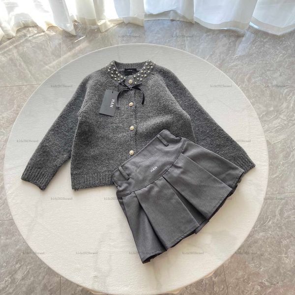 New girls dress set kids designer clothes Complete labels baby Autumn set Knitted cardigans and pleated skirts