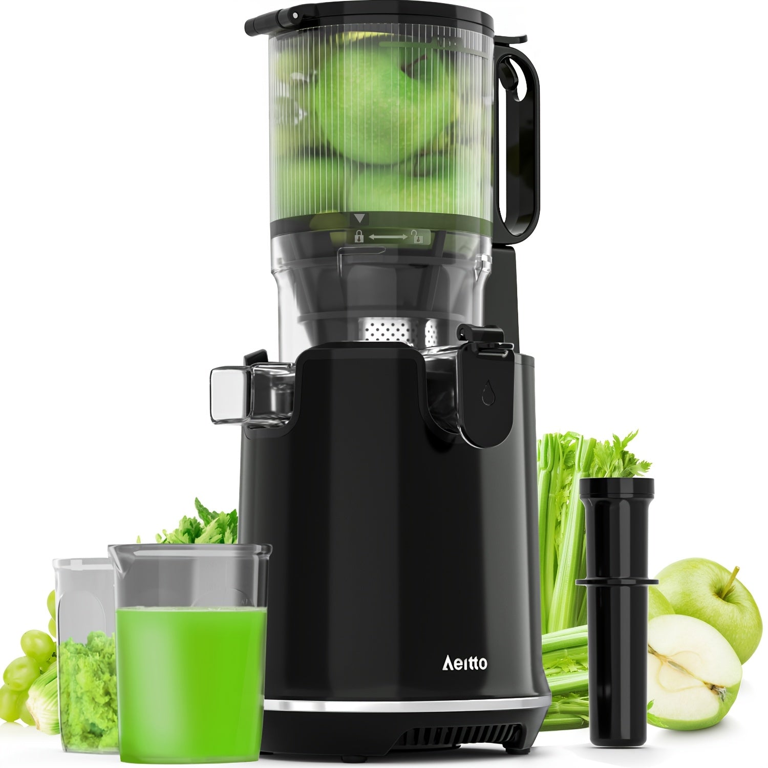 TEMU Aeitto Juicer Machines, Cold Press Juicer With 5.3" Extra Large Feed Chute, 1.7l Large Capacity, 250w Juicer For Vegetable And Fruit, Easy To