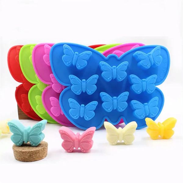 8 Butterfly Cake Mold Silicone Chocolate Candy Baking Molds Shape Ice Cube Tray for Soap Bread Muffin 240711