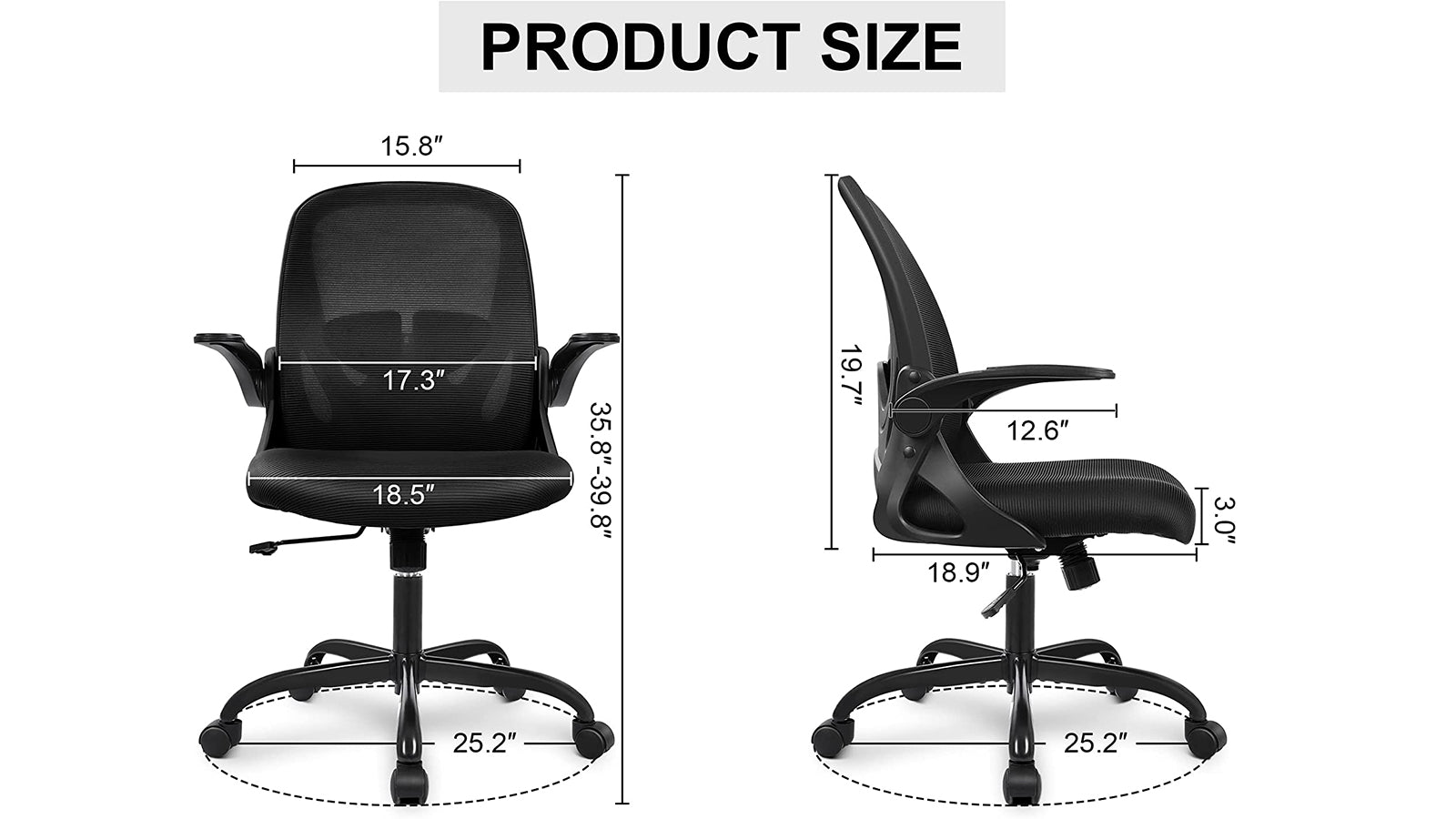 KERDOM Primy PR-934 Office Chair: Flip-up Arms Black