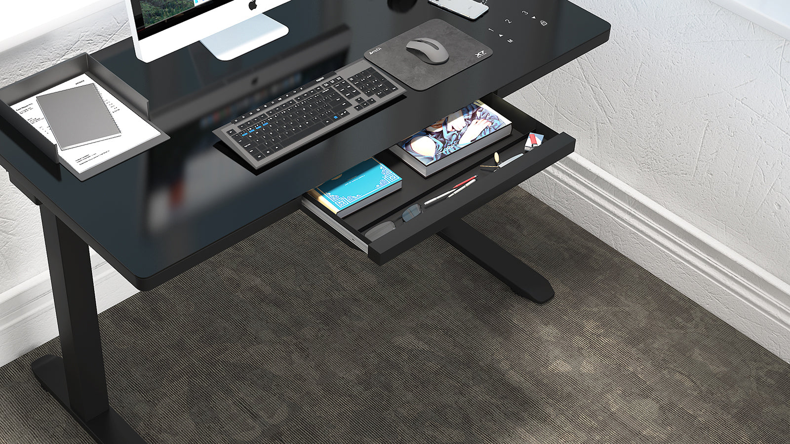 Northread Smart CompactDesk: Touchscreen & Chargers Black