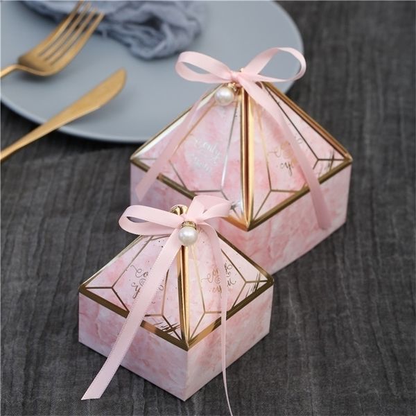 Gem Tower Bronzing Candy Box Small Cardboard Wedding Card Box DecorationPaper Gift Box Packaging Event Party Supplies CX220423