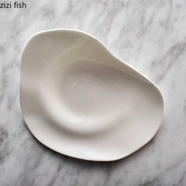 Ultra-thin Bone China Dinner Plate White Irregular Ceramic Plate Sauce Dish Snack Tray Dessert Bowl Serving Plates Cake Pan X250129