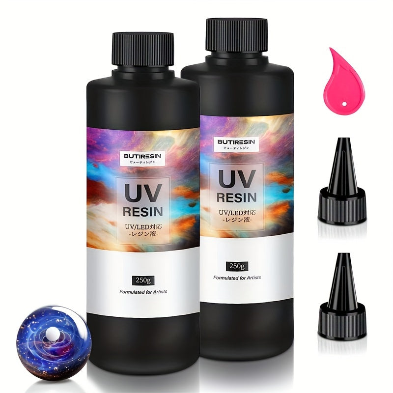 TEMU Butiresin Uv Resin 500g Kit, Solar & Uv Light Curing Epoxy, Fast Hardening For Diy Spooky Jewelry, Pumpkin Molds, Decor, Beginner Friendly No