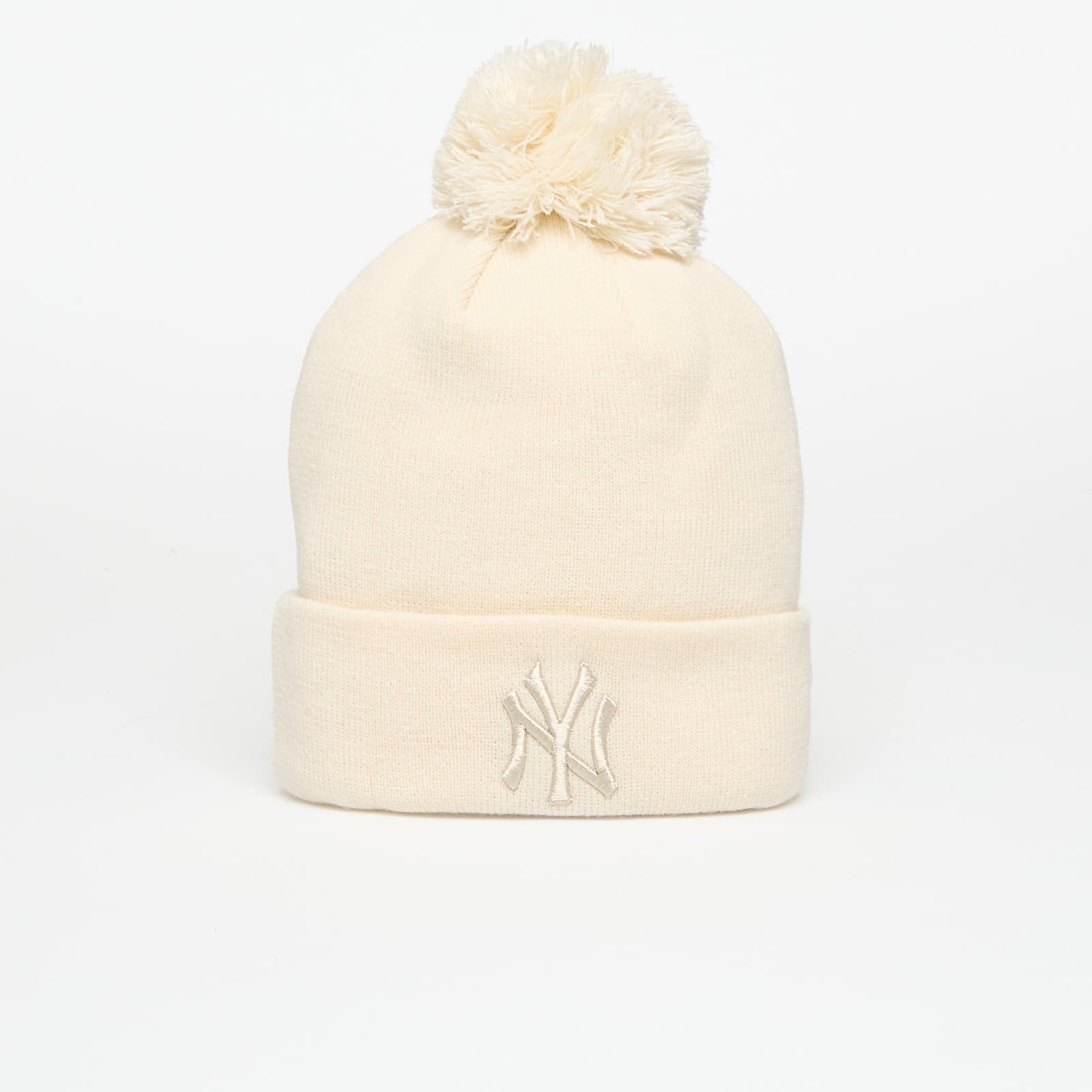 Lue New Era Knit Medium Wmns MLB Metallic Bobble Beanie New York Yankees Light Cream Universal