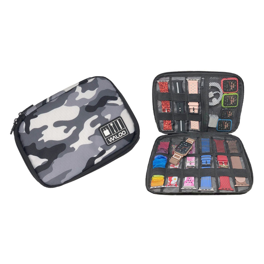 Smartwatch Band Case-Holder & Cable Organizer  - Camo Grey