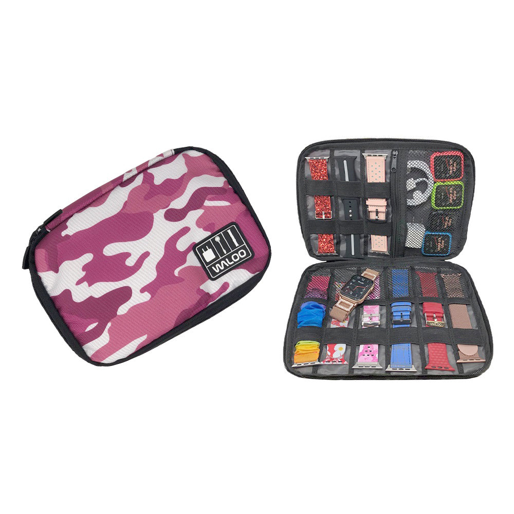 Smartwatch Band Case-Holder & Cable Organizer  - Camo Pink