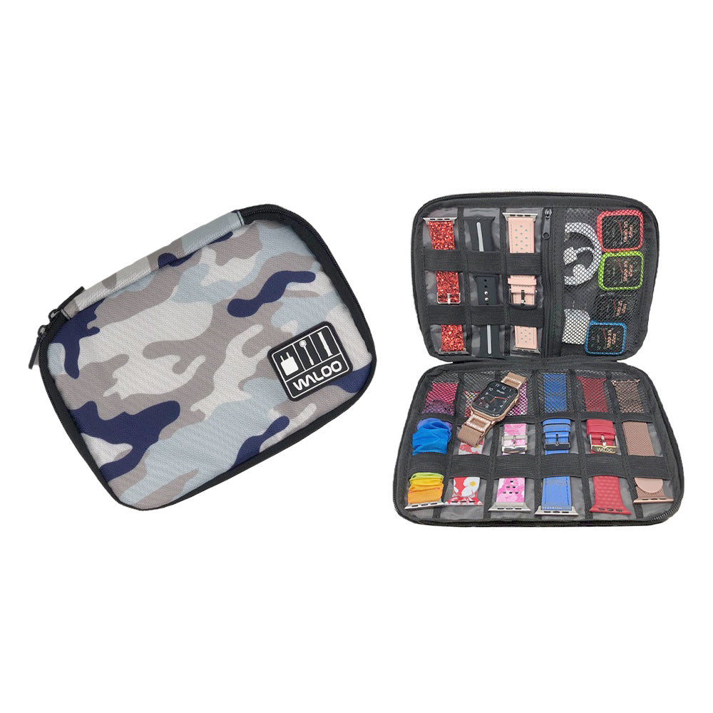 Smartwatch Band Case-Holder & Cable Organizer  - Camo Blue
