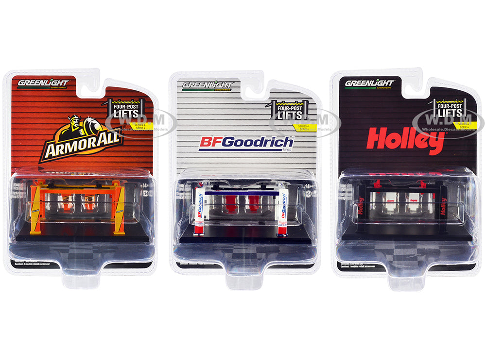 "Four-Post Lifts" Set of 3 pieces Series 4 164 Diecast Models by Greenlight