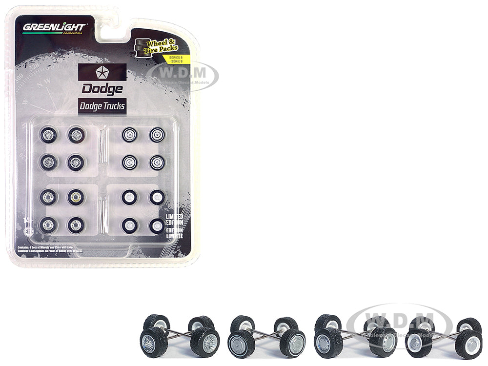 "First Generation (1981-93) Dodge Trucks" Wheels and Tires Multipack Set of 24 pieces "Wheel &amp; Tire Packs" Series 8 164 by Greenlight