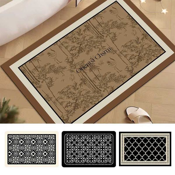 Geometric Printed Bath Mat Drain Pad Shower Rug Anti-slip Bathtub Bathroom Mats Door Entrance Carpet Kitchen Door Mat Area RugC241227