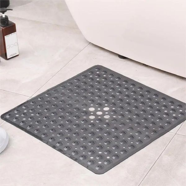 Square bath mat non-slip bath mat with Suction Cup bath mat drain hole machine washable 250103