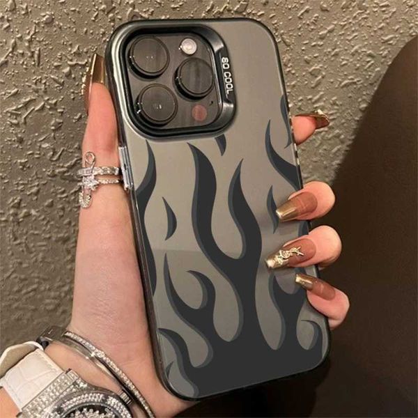Luxury Case Fashion Flame Fire phone case suitable for iPhone 15 14 12 16 Pro Max 7 Plus X XR shock resistant electric lens bumper cover Z24