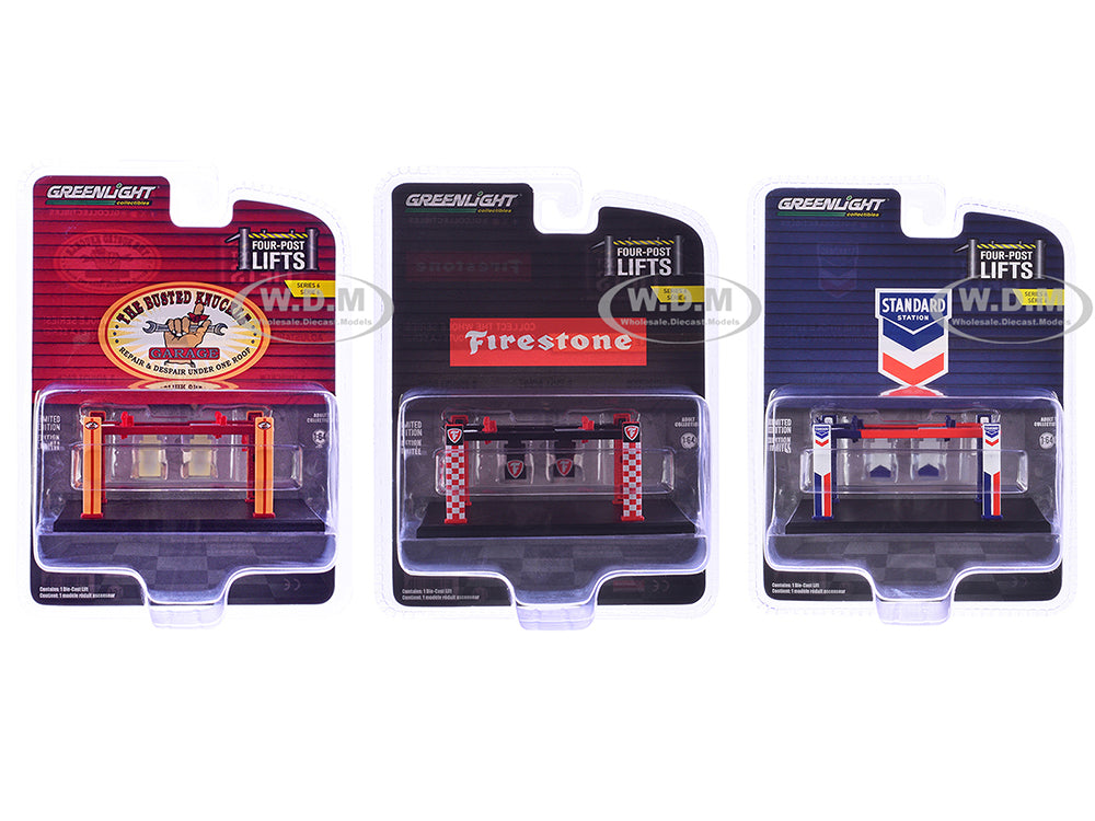 "Four-Post Lifts" Set of 3 pieces Series 6 164 Diecast Models by Greenlight