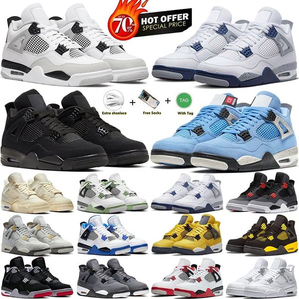 Black Cat Basketball Shoes Metallic Gold 4S 4 Militares da vela branca de cimento vermelho trovão masculino Mulheres Oreo