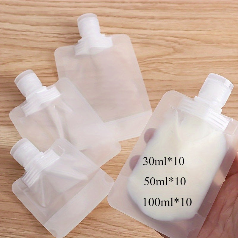 TEMU 30pcs Leakproof Refillable Squeeze Pouches For Lotion & Shampoo - Travel-friendly Cosmetic Containers With 30-50-100ml Sizes, Square Reusable