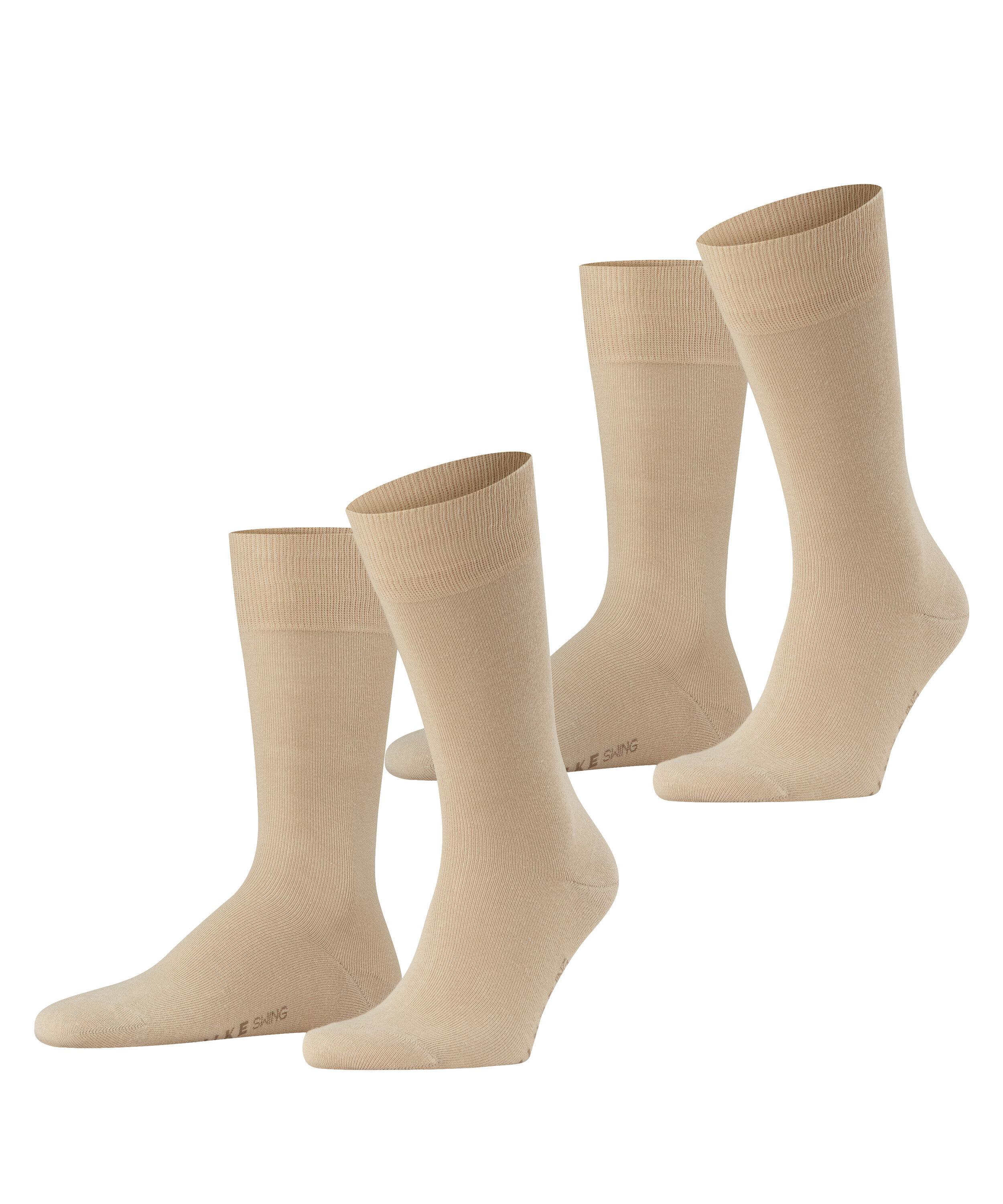 FALKE Swing 2-Pack Men Socks, 6.5-9, Beige, Blockcolour, Cotton