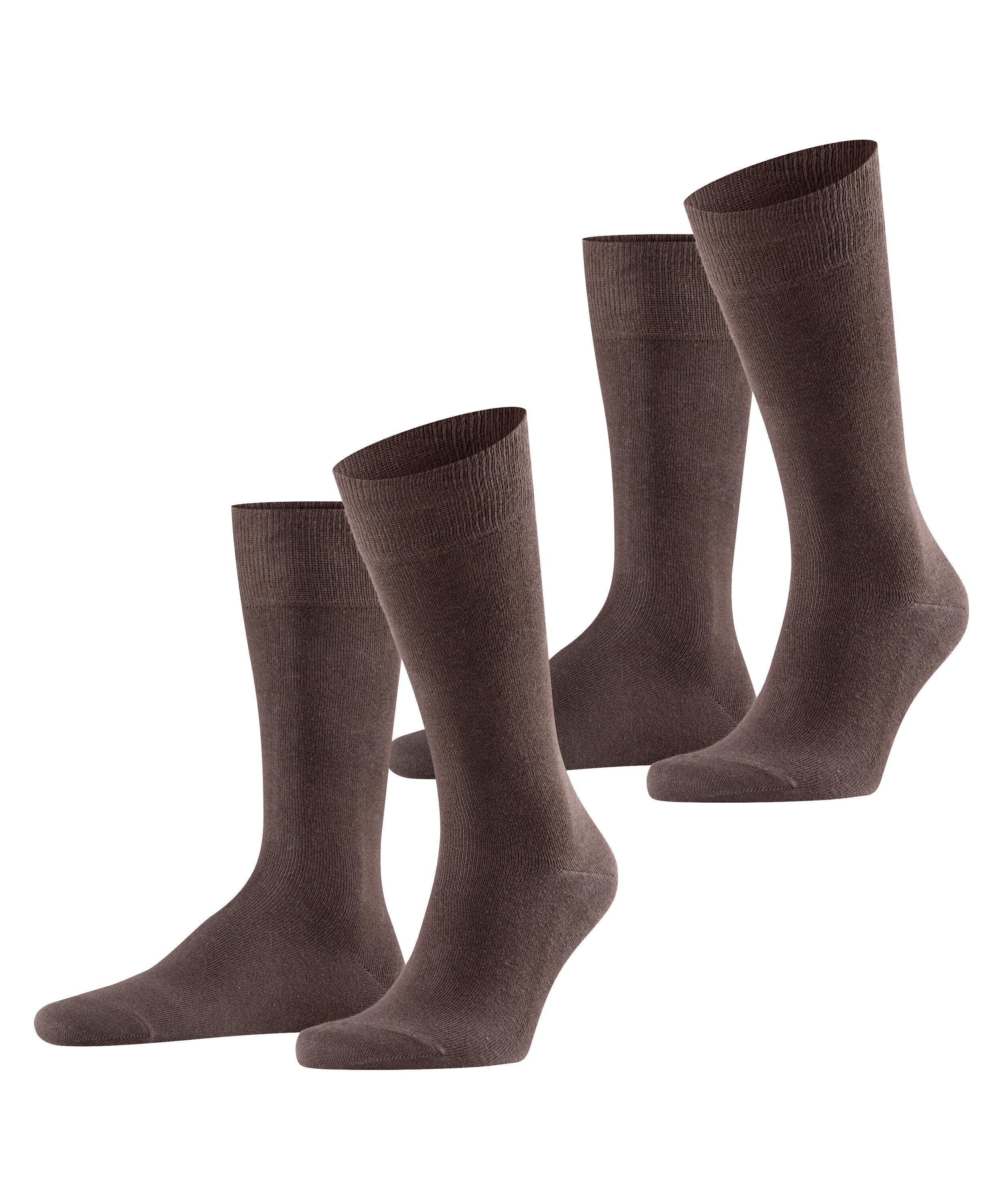 FALKE Swing 2-Pack Men Socks, 9.5-12, Brown, Blockcolour, Cotton