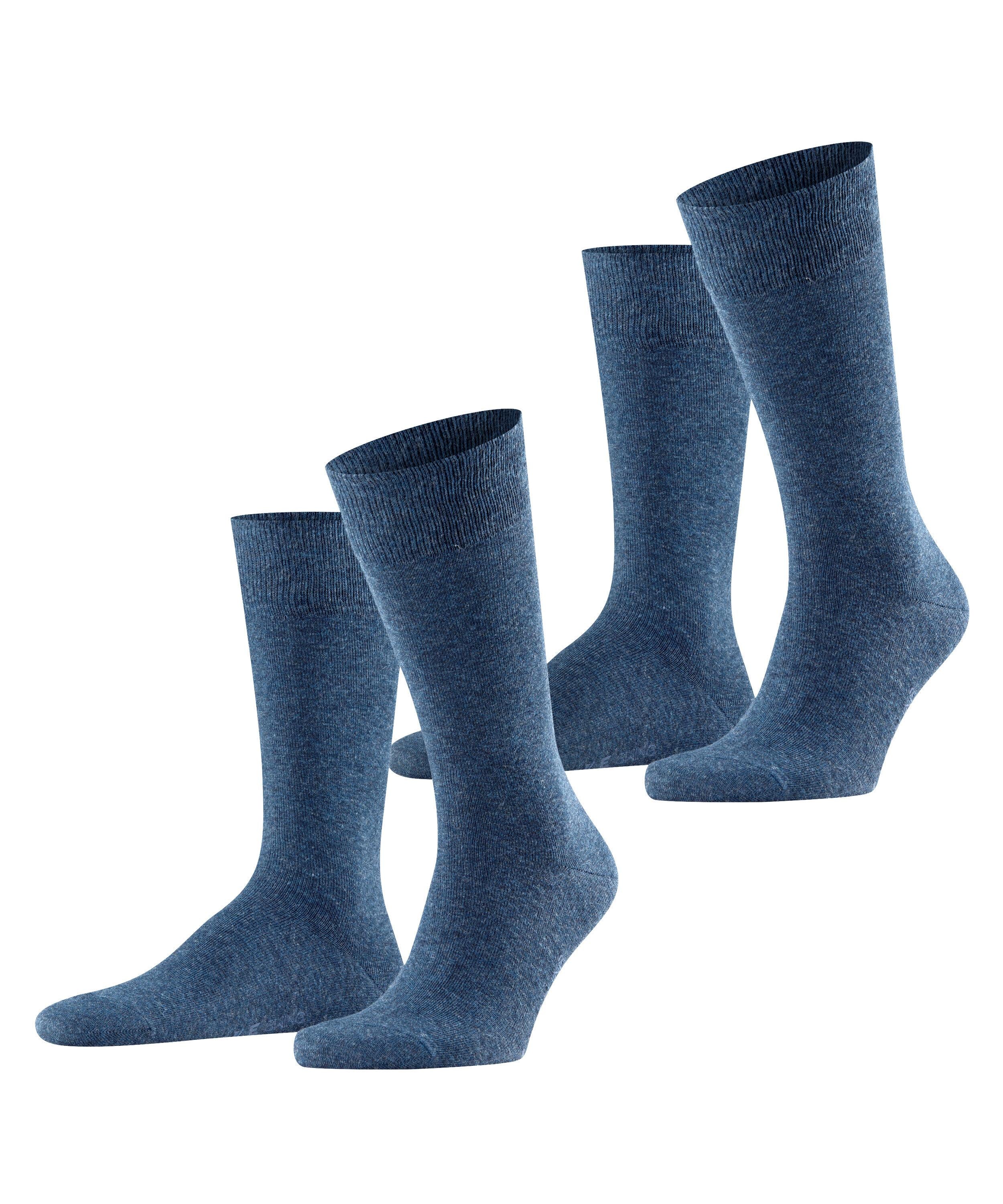 FALKE Swing 2-Pack Men Socks, 6.5-9, Blue, Blockcolour, Cotton
