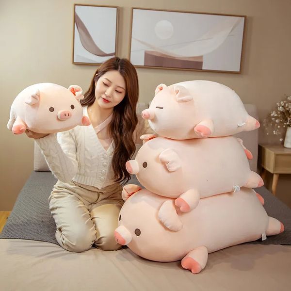 Plush Dolls 1pc 40-50cm Squishy Pig Stuffed Doll Lying Plush Piggy Toy Animal Soft Plushie Pillow for Kids Baby Comforting Birthday Gift 230