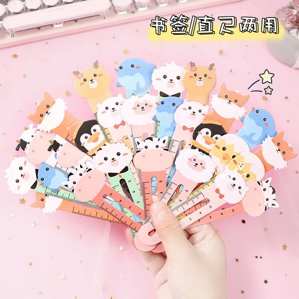 50pcs Cartoon cute animal paper bookmarks card suit mini ruler markers clip student creative stationery gift awards 241217