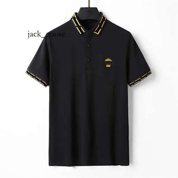 Fashion Designer Mens Polos Shirt T-shirt Summer Casual Embroidered Pattern Pure Cotton High SreetBusiness Fashion black and white Collar Sh