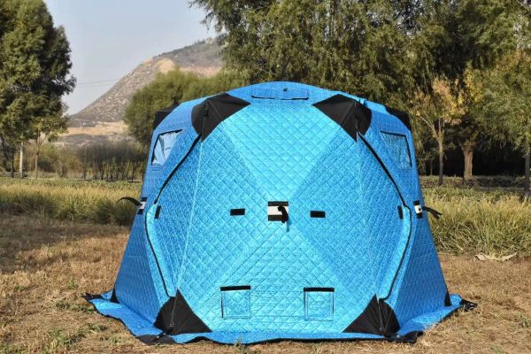 Ice Cube 3-4 Persons Instant Shelter Winter Fishing Tent Blue Silver with Mat