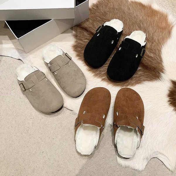 Slippers New Boston Clogs Womens Cork Foot Mat Sandals Suede Mule Slide with Arched Support H241012