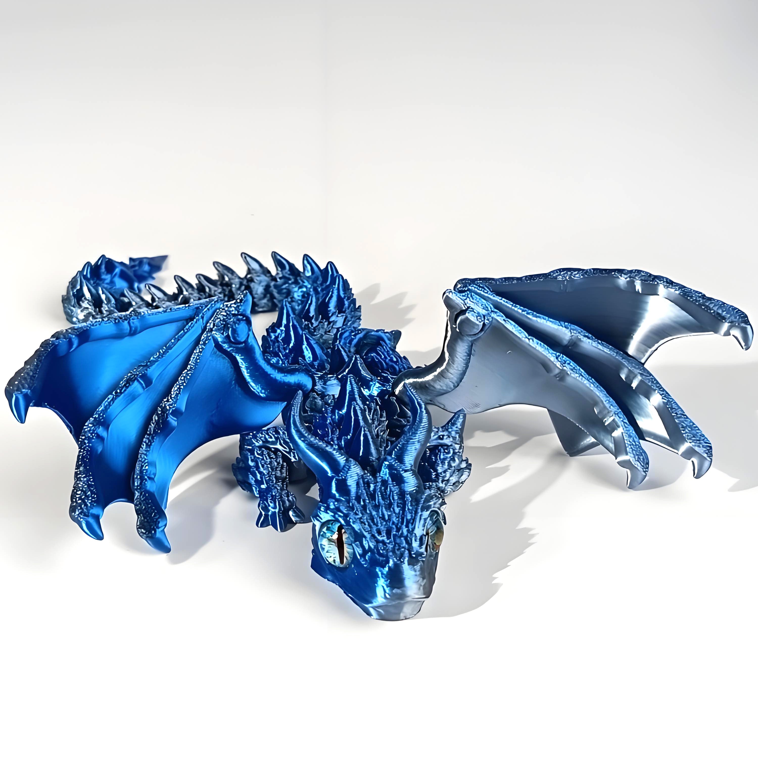 TEMU 1pc 3d Printed Flying Dragon Model With Movable Joints - Winged Dragon Statue, Durable Plastic Indoor-outdoor Decor For Home Office Desk, Fish