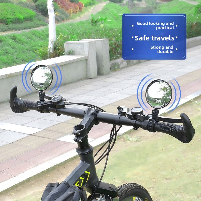 Universal Wide-Angle Convex Rearview Mirrors - Fit E-Bikes, Motorcycles, Mountain Bikes & Bicycles, Easy Strap-On Installation for Clear Rear Vision