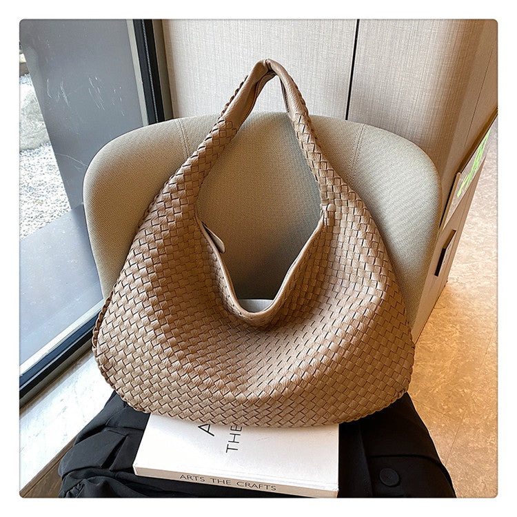 Women Luxury Leather Handbag Lady Fashion Handmade Knitting Tote Female Hand-woven Basket Shoulder Bag For Girls Party Cluth Bags