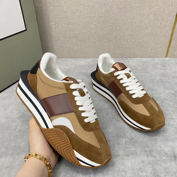 Top Design Men James Sneaker Shoes Stripe lateral Suede Nylon Skateboard Walking Chunky Rubber Lace Up Low Top Trainer EU38-46 Shoebox