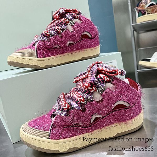 New Plush Bread Shoes for Men and Women Rose Red Thickened Widened and Tall Dad Shoes Luxury Designer Casual Skateboarding Shoes shoes Sizes