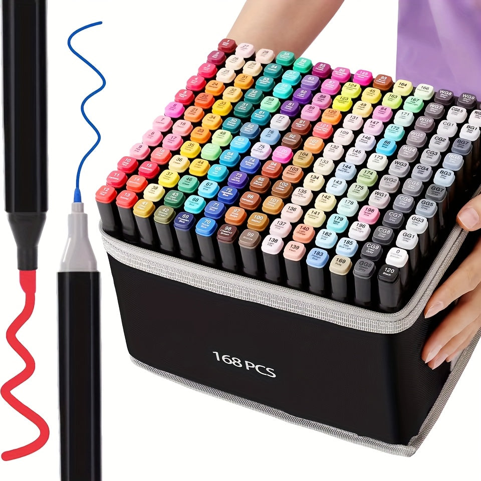 TEMU 12-40-60-120-168-262 Dual Tip Based Markers, Artist Drawing Art Markers For Adult Coloring Painting Supplies, Perfect For Drawing, Sketching,