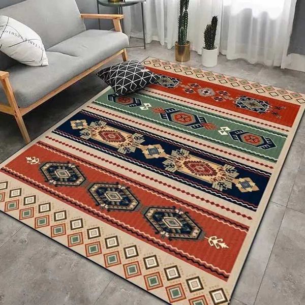 VIKAMA Crystal Velvet 50*80cm National Wind Carpet Retro Persian Wind Living Room Sofa Floor Mat Homing Carpet Bohemian Door MatY240729