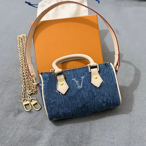 Denim Designer Zippy chain Wallets Wallet Coin Purse Keychains Fold Card Holder Passport Women flower Purses key Pouch