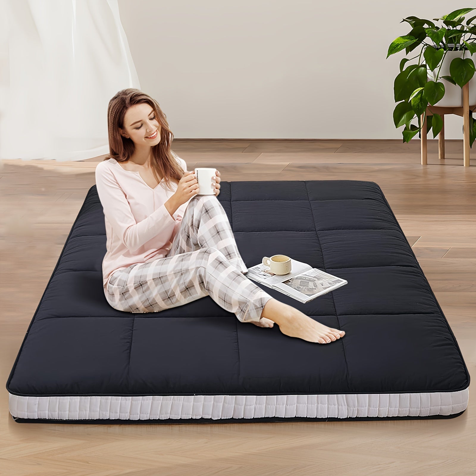 TEMU Lilypelle Japanese Floor Mattress Futon Mattress, Foldable Mattress, Roll Up Mattress Sleeping Tatami Mat Floor Lounger Guest Bed, Easy To Store