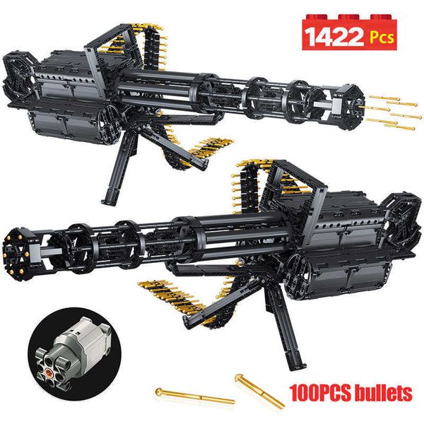1422Pcs Technic City Gatling Guns Emission Model Building Kits Blocks Military Army WW2 Weapon Bricks Toys for Boys Gifts