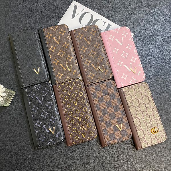 iPhone Case Designer Phone Cases for Apple iPhone 16 15 14 Pro Max 14 Plus 13 12 11 XR XS XsMax Fashion Monogram Wallet Card Holder Spliced