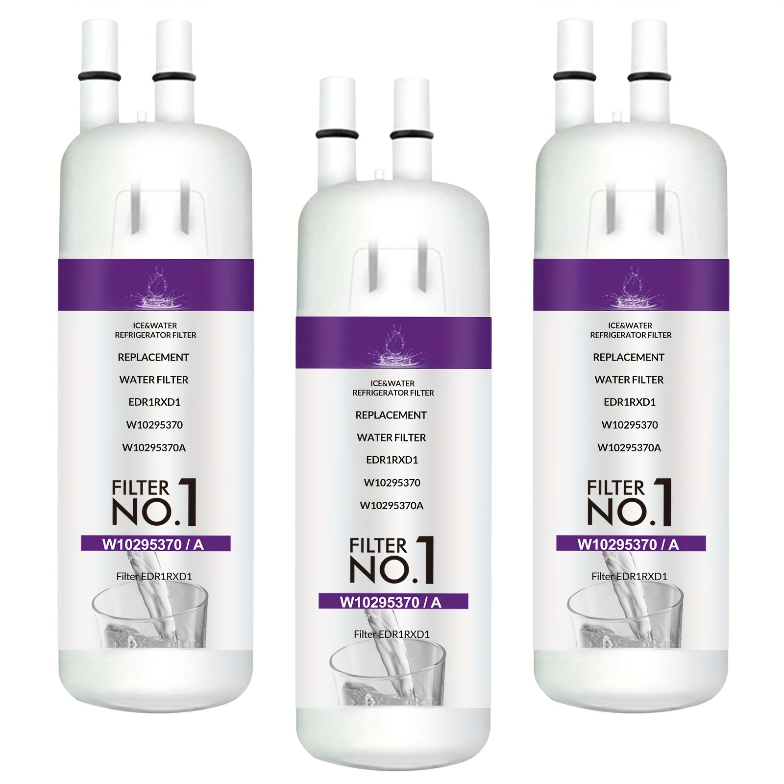 TEMU 2pcs-3pcs W10295370a Water Filter Replacement, Compatible With Refrigerator Water , Compatible With W10295370, , P4rfwb, 46-9081, 46-9930, White